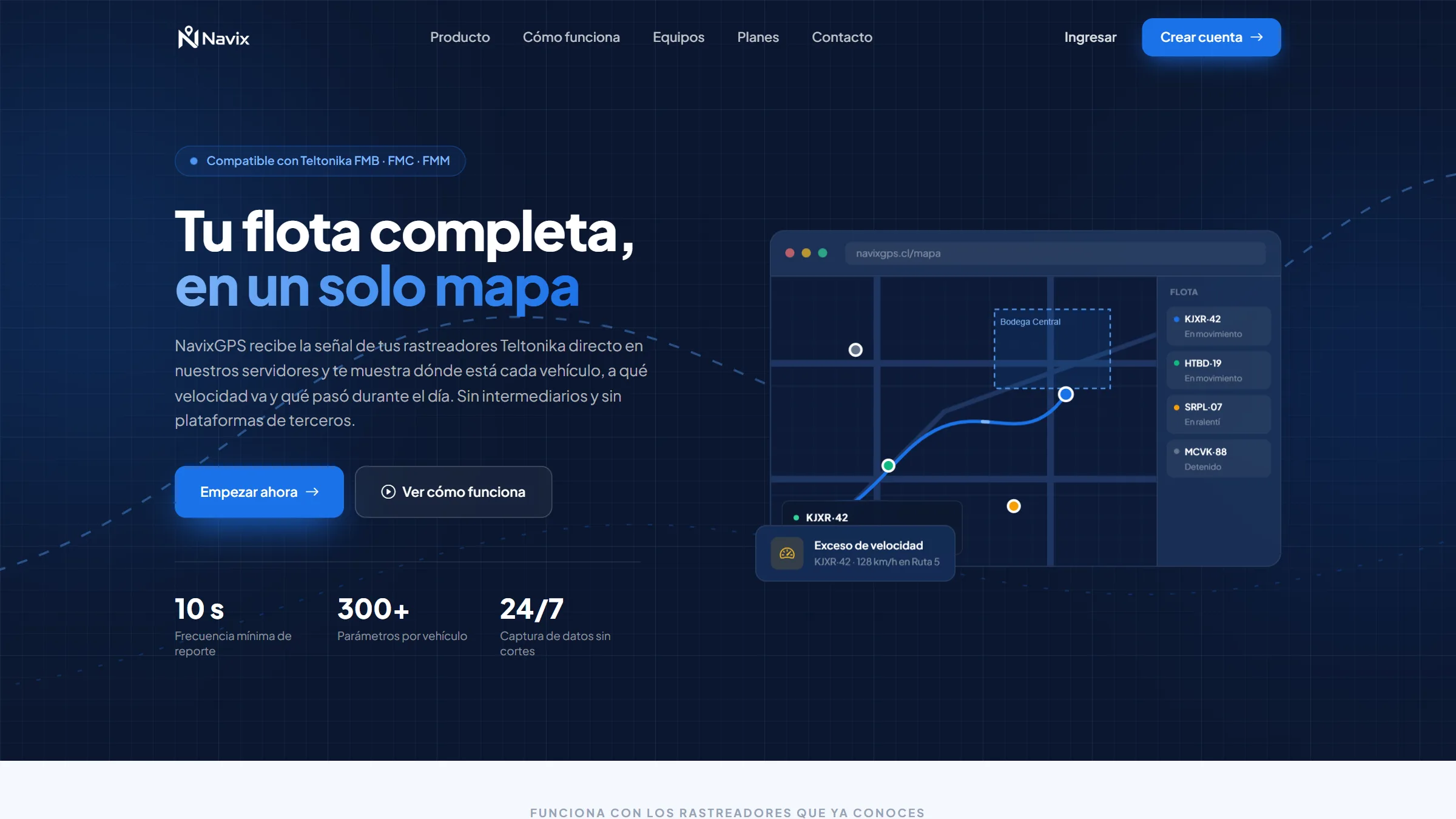 Mapa de seguimiento de flota de NavixGPS
